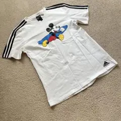 アディダス☆ミッキーマウスコラボTシャツ ホワイト 半袖　ロゴ刺繍