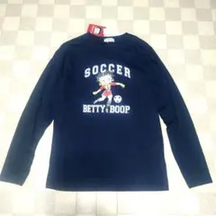 新品 ベティブープ 長袖Ｔシャツ Betty Boop ロンＴ 女子サッカー 紺