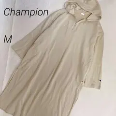 Champion　ハーフジップ　フーデッドロングワンピース　裏起毛　綿混