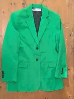 ZARA グリーンテーラードジャケット オーバーサイズ カラージャケット