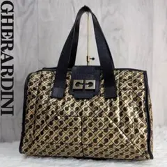 美品♡ゴールド♡GHERARDINI ゲラルディーニ ロゴ 総柄 トートバッグのサムネイル