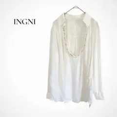 タグ付★INGNI ビジュー付 シフォン スキッパーブラウス M オフホワイト