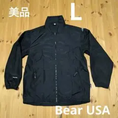 古着◆BearUSAベアー◆ナイロンジャケット薄手アウター◆メンズLブラック黒色