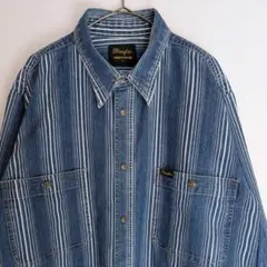 90s Wrangler オーセンティックウエスタン ストライプデニムシャツ