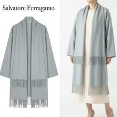 Q694 美品 F フェラガモ カシミヤ イタリア製 ケープコート レディース