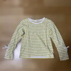 a.v.v 長袖カットソー 140サイズ 白/黄ストライプ　140cm