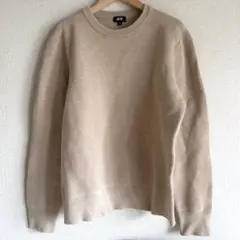 UNIQLO ウォッシャブルリブクルーネックセーター ベージュ 長袖セーター M