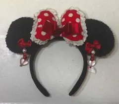 ディズニー カチューシャ ミニー 水玉 フリル チャーム