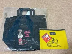 ※来週まで！※スヌーピーミュージアム巾着バッグ BLACK 保冷バッグ&ポーチのサムネイル