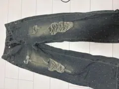 ラインストーン ダメージデニムパンツのサムネイル