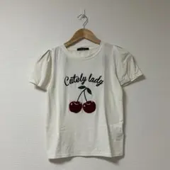 INGNI☆立体チェリーロゴパフスリーブTシャツ ホワイト M