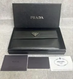 PRADA 長財布　レディース　レザーウォレットブラック
