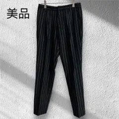 アースミュージックアンドエコロジー　ストライプ　テーパードパンツ　センタープレス