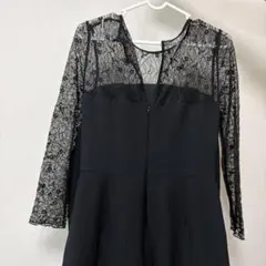 ブラック レース長袖 ジャンプスーツ