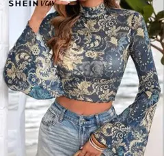 SHEIN フラワープリント クロップドトップ