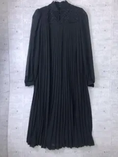 レトロ 古着 andrews マオカラー フラワー刺繍切替 プリーツワンピース