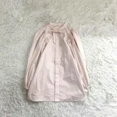極美品 ヨリ yori ピンク パフスリーブ ギャザーブラウスバックリボン