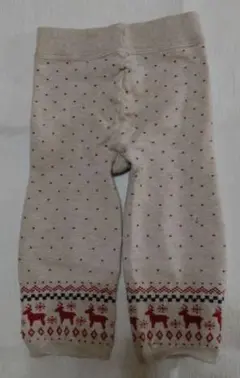 トナカイ柄 ベージュパンツ　80-90cm