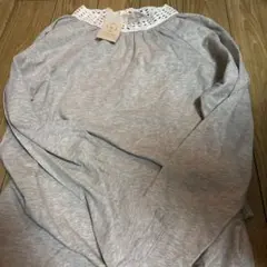 sm2 キナリ色 レース襟 長袖カットソー 立ち襟　フリル