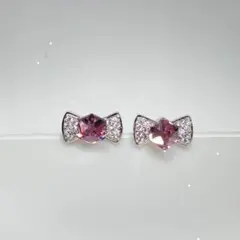 No.11 ピアス　リボン　ピンク