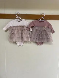 petit main プティマイン　フリル付きベビー服2点セット