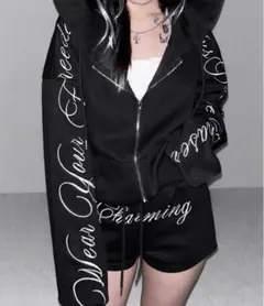 ブラック フード付き セットアップ