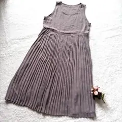 Style Ravie◇プリーツ　ロングワンピース　ノースリーブ　ブラウン　M