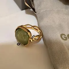 【GOOSSENS PARIS】CABOCHON SQUARE リング　グリーン