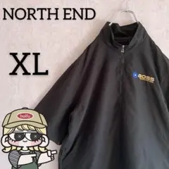 ノースエンド 企業ロゴ ワンポイント刺繍 ハーフジップ ナイロンプルオーバーXL