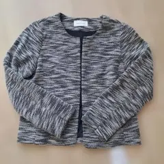 【未使用】GLOBAL WORK 洗えるカットツイードJK ノーカラー M