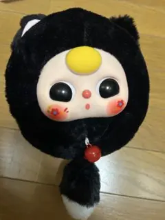 Baby three ベイビースリー 黒い猫の顔のぬいぐるみポーチ
