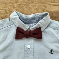 ハンドメイド　キッズ　蝶ネクタイ　リボンブローチ　スエードっぽい　ボルドー