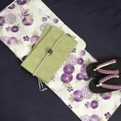 凛々 淡水にふわり 大和菊★大人ゆかた 浴衣セット★新品 ゆかた 3点セット
