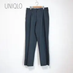 ユニクロ　タックワイドパンツ　グレー　L ゆったりパンツ　センタープレス