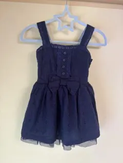 90cm ネイビー刺繍ワンピース&ショートパンツセット
