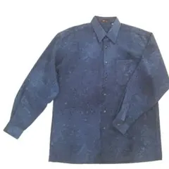 ◆美品◆メンズ◆ENIHOMME◆ネイビー◆地模様◆◆長袖シャツ◆日本製◆L◆