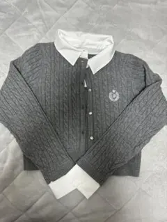 INGNI シャツレイヤード風ケーブルニット グレー