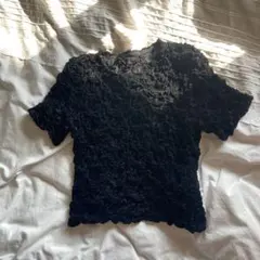 古着　ブラウス　半袖　黒　M vintage