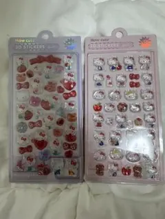 【How cute】ハローキティ風 3Dステッカー シール 2枚セット　②