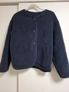 ネイビー フリースジャケット ボタン付き