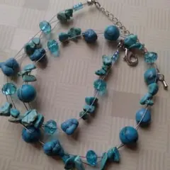 ターコイズブルー ビーズネックレス