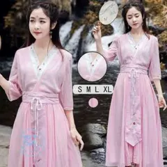 SA835 フレアワンピース チャイナ風ワンピース マキシ丈 ガールズ