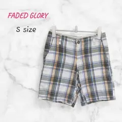 FADED GLORY ハーフパンツ チェック柄 Sサイズ ホワイト
