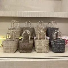 ミニ紙袋　ハンドメイド　ニュースペーパー　英字　クラフト紙
