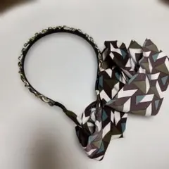 幾何学模様リボン付きヘアバンド