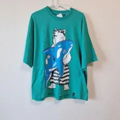 新品 go slow caravan クマ プリントTシャツ グリーンのサムネイル