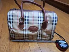 BURBERRY ホースロゴノバチェックキャンバス・レザーミニボストンバッグ 希少】BURBERRYホースロゴノバチェックキャンバスレザーミニボストン
