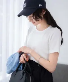 WEGO コンパクトリブt 半袖 短丈 リブ Tシャツ ホワイト 白のサムネイル