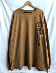 カーハート 長袖 Tシャツ ロンT ブラウン XXL ロゴ 古着 ビッグサイズのサムネイル