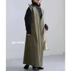 ap retro アプレトロ フリンジVネックワンピース ロング スカート
